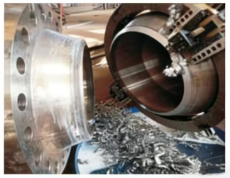 High-precision U and V type bevel profiles on heavy-wall carbon steel pipe, processed by FYID split-frame machine.