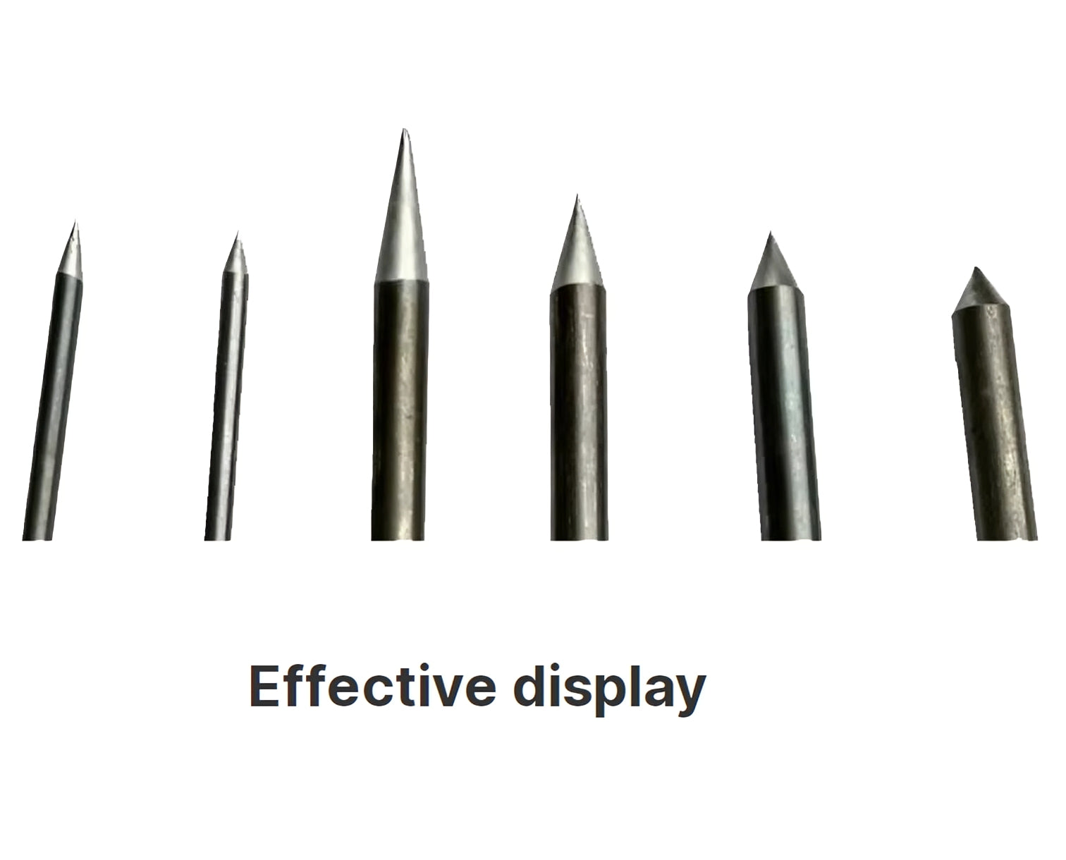 A perfectly sharpened tungsten electrode tip showing consistent grinding angles for professional orbital pipe joining.